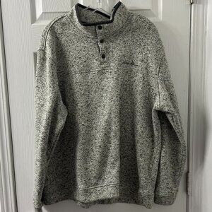 Men's Eddie Bauer Gray Radiator Fleece Snap Mock Long Sleeve Pullover SZ XXL